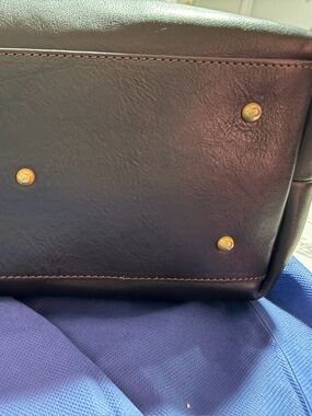 Dooney & Bourke Black Leather Satchel with Gold-Tone Feet